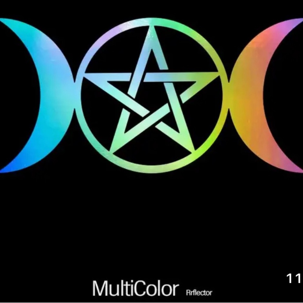 🆕 HUGE HOLOGRAPHIC PENTAGRAM DECAL (22x11.5)WITCHCRAFT WICCAN🔮Car/House🌚PAGEN